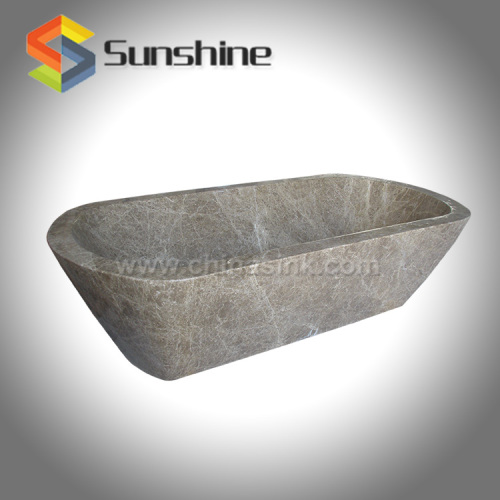 Light Emperador Marble Soaking Bathtubs Carved from Solid Block