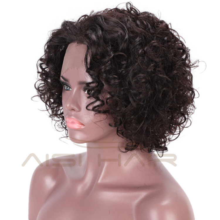Aisi Hair Lace Front Human Hair Short Wavy Bob Wigs Brazilian  Kinky Afro Curly Frontal Natural Black Wigs for Black Women
