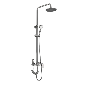 Multifunction stainless steel brushed bathroom luxury wall mounted rain shower mixer faucet with hand sprayer