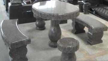 Stone Carved Table and Bench