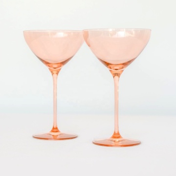 COLORED MARTINI GLASS PINK COCKTAIL GOBLET GLASSES