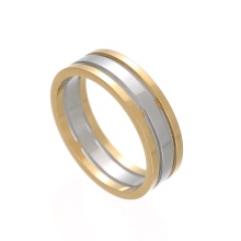 Yiwu Aceon Stainless Steel Double Tones Flat Ring with Gold Edge DIY Engraving