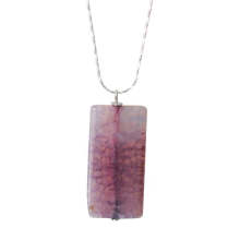 Natural Gemstone Agate Necklace with Silver Chain