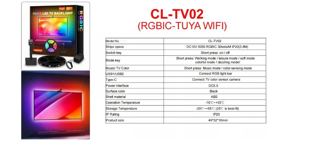 Sync Box & TV LED Backlight Kit, Immersion Ambient Lighting Strips for 65 Inch Computer/TV/Intelligent Capture of Ambient Lights