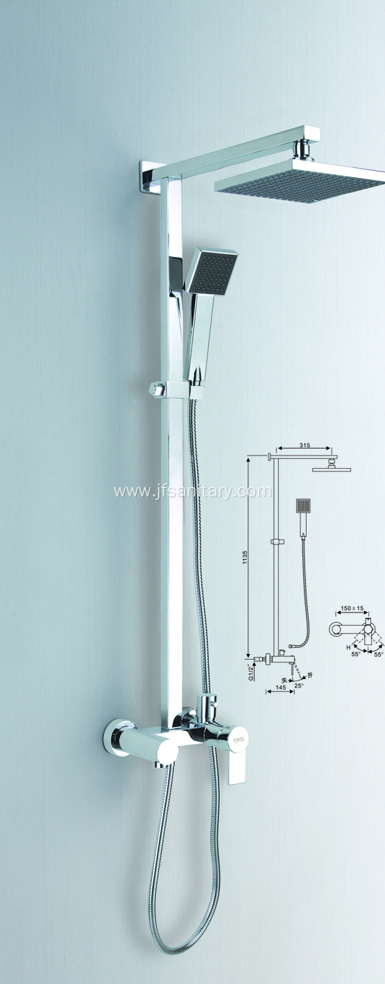 Square Style Exposed Shower System With Tub Faucet