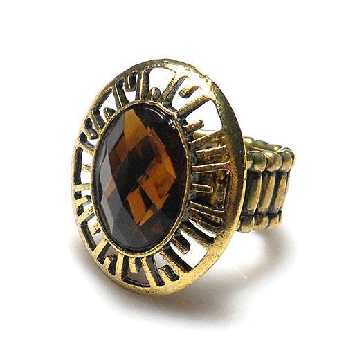 Antyczne złoto platerowany Rhinestone mozaiki metalowe Stretch pierścień 2014 moda biżuteria dla kobieta
