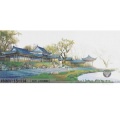 Glass Mosaic Courtyard Small Pavilion Landscape Art Mural