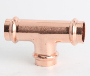 Copper V-profile press fitting tee