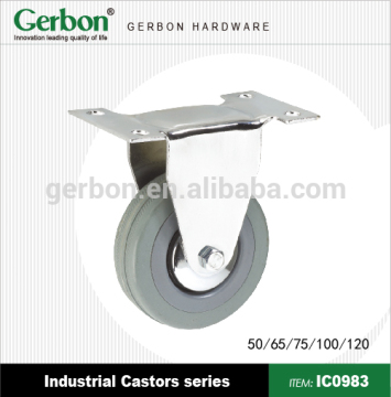 Fixed Top Plate Grey Rubber Castor
