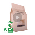 bolsa de café biodegradable de papel Kraft marrón con lazo y ventana