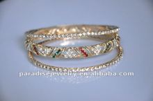 Beautiful indian-style gold bangles set/CZ stone-BR-11038