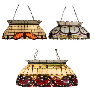 Baroque Style Tiffany Pool Table 6 Lights Pendant Lamp for Dining Room