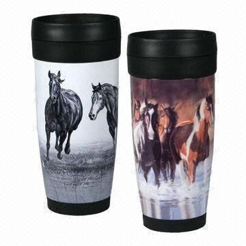 Plastic Travel Mug, Reusable/100% Recycle/Non-smell/Leak-proof, OEM Orders are Accepted