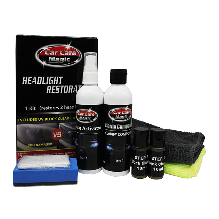 headlight restoration kit prevent UV damage plastic lamp cleaner