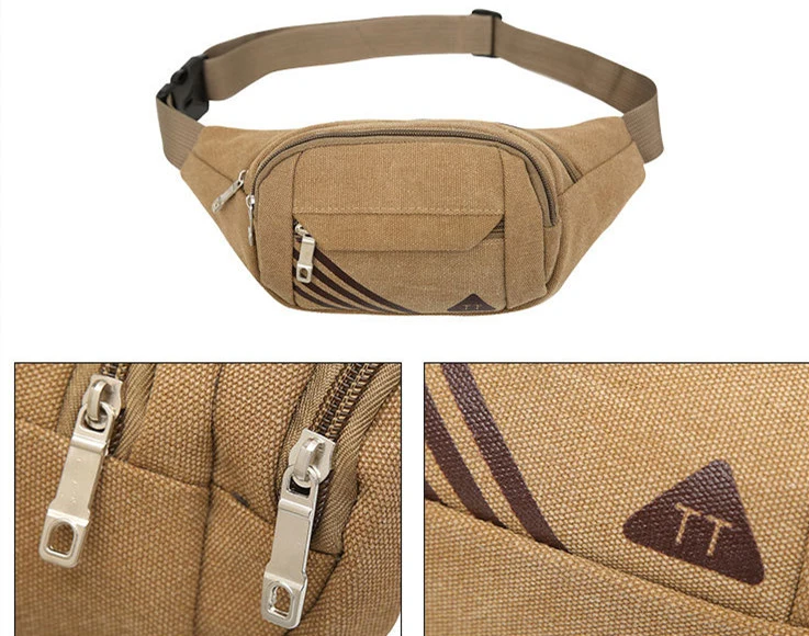 Factory Wholesale Cheap Canvas Men's Fanny Bag Chest Bag Hip Bags for Running Cycling Travel Mobile Phone Waist Bag