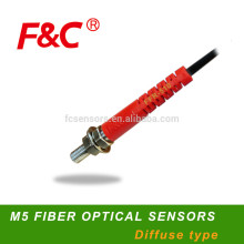 M5 Fiber Optical sensors, with protective tube, diffuse optical fiber unit