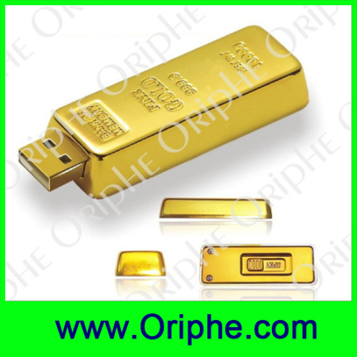 Laser logo gold bar usb flash drive for gift