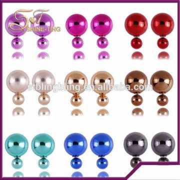 Big Brand UV Double Pearl Ball Stud Earrings