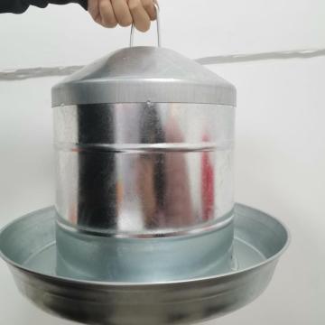 9L Galvanized Metal Chicken Drinker Poultry Water Dispenser