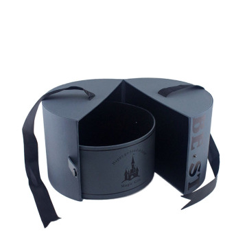 Special Open Navy Blue Cardboard Round Box Ribbon