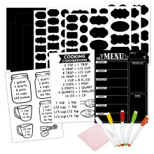 Reusable Waterproof Chalkboard Stickers with Meal Planner and Conversion Table