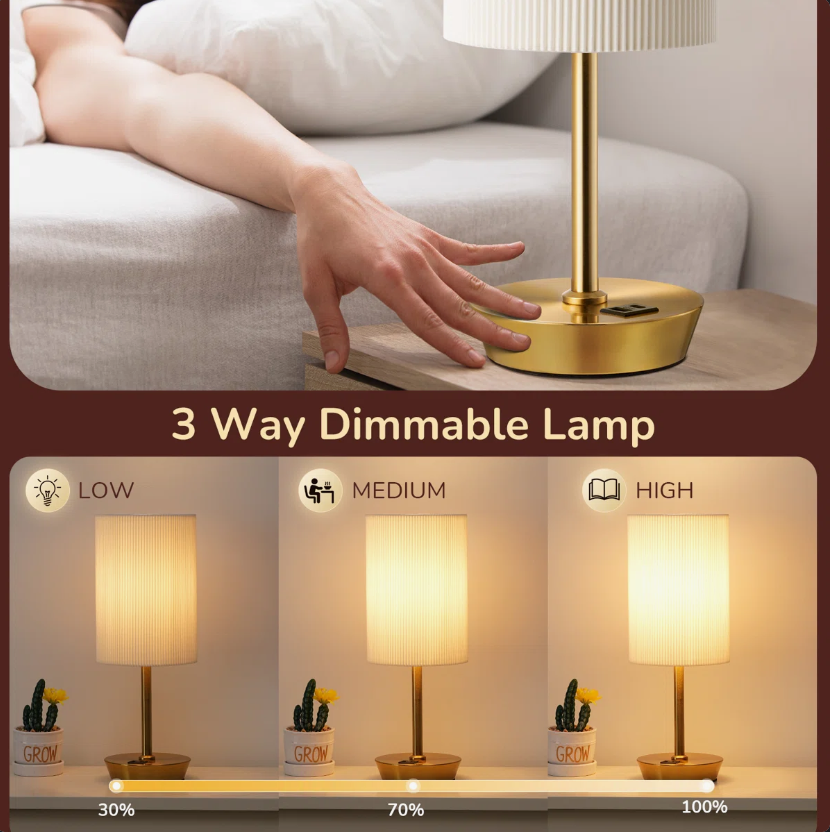 39cm Dimmable USB Metal Table Lamp with Linen Shade, Touch Control (Set of 2) (4) 39cm Dimmable USB Metal Table Lamp with Linen Shade, Touch Control (Set of 2) (4)