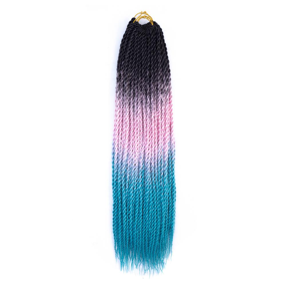 MYZYR Ombre Senegalese Twist Hair Crochet Braids 20 Inch Synthetic Braiding Hair for Women Grey,blue,pink,bro Synthetic Fibres