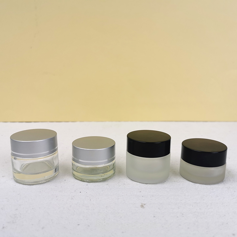 5ml 10ml frosted glass jar for eye cream with silver lid mini glass jar for cosmetics