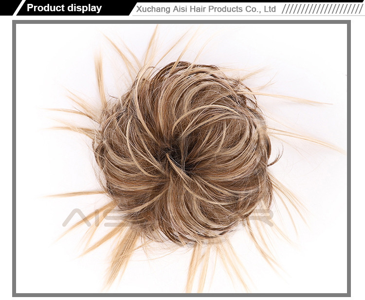 Aisi Hair Mixed Brown Blonde Chignon Curly Bun Pad Chignon Elastic Band Ribbon Ponytail Rope Rubber Hair Extension For Women