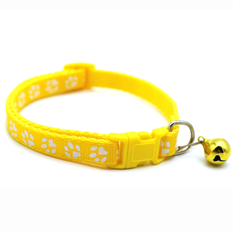 Manufacturer Wholesale Multi-colors Paw Print Adjustable Nylon Cat Dog Collar With Bell