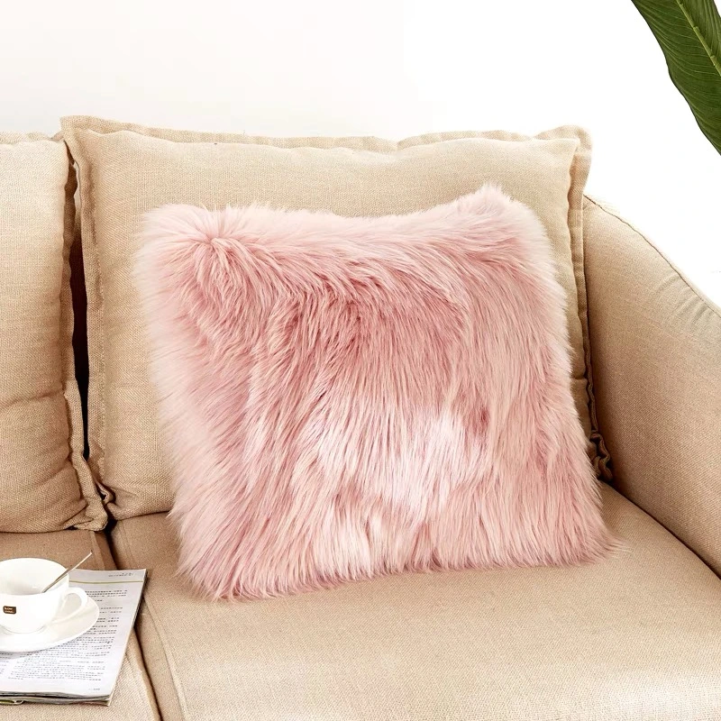 Faux Fur Throw Pillow Case Cushion Cover for Sofa Bedroom