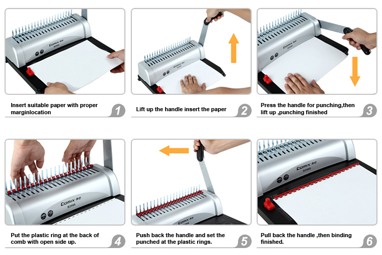 Office efficiency convenient for moving binding notebook, workbook, calender, documents etc 21 holes Comb Binding Machine