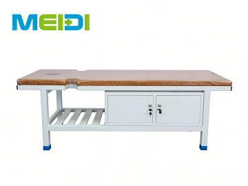 Mobile Stainless Steel Examination Bed with Storage Shelf & Hole