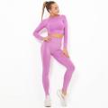 Top corto a maniche lunghe Fitness Set da donna