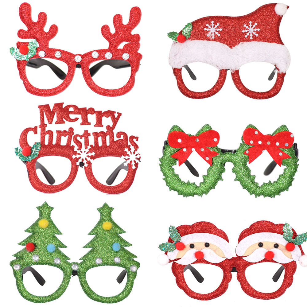 Novelty Christmas Party Gift Decoration Glitter Christmas Plastic Party Glasses For Kids