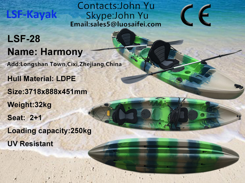 2020 China OEM wholesale family sea kayak with paddle and 3 seats