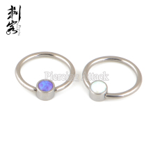 High Polished Titanium Opal Captive Bead Rings Nose Rings