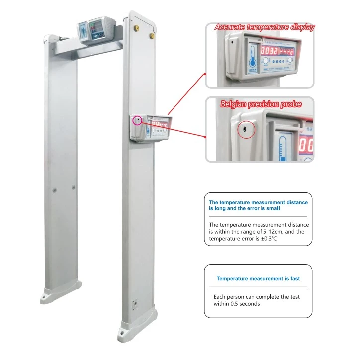 Walk Through Metal Detector Gate with Body Temperature Sensor and Fever Temperature Detector