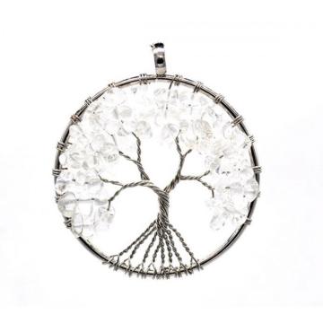 Natural Healing Crystals Quartz Tree of Life Necklace 7 Chakras Gemstone Pendant Mother's/Father's Day