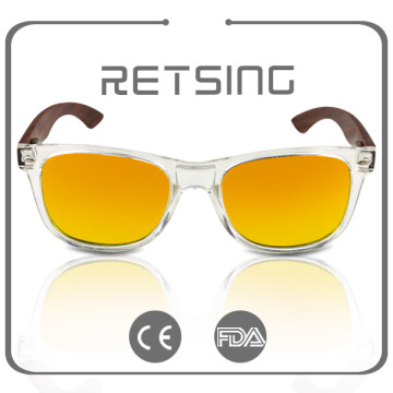 Acetate frame with wood temples sunglasses