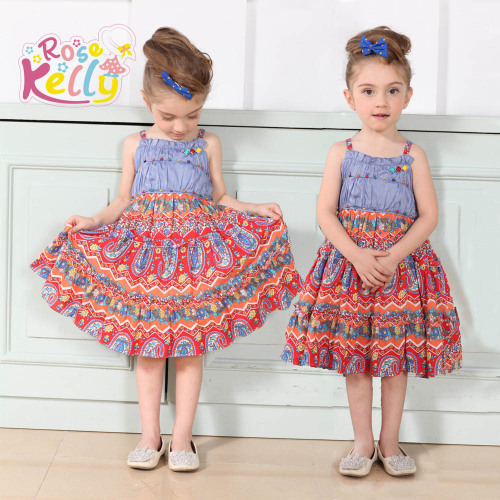 Spaghetti Strap Latest Dress Designs for Kids (9167#)