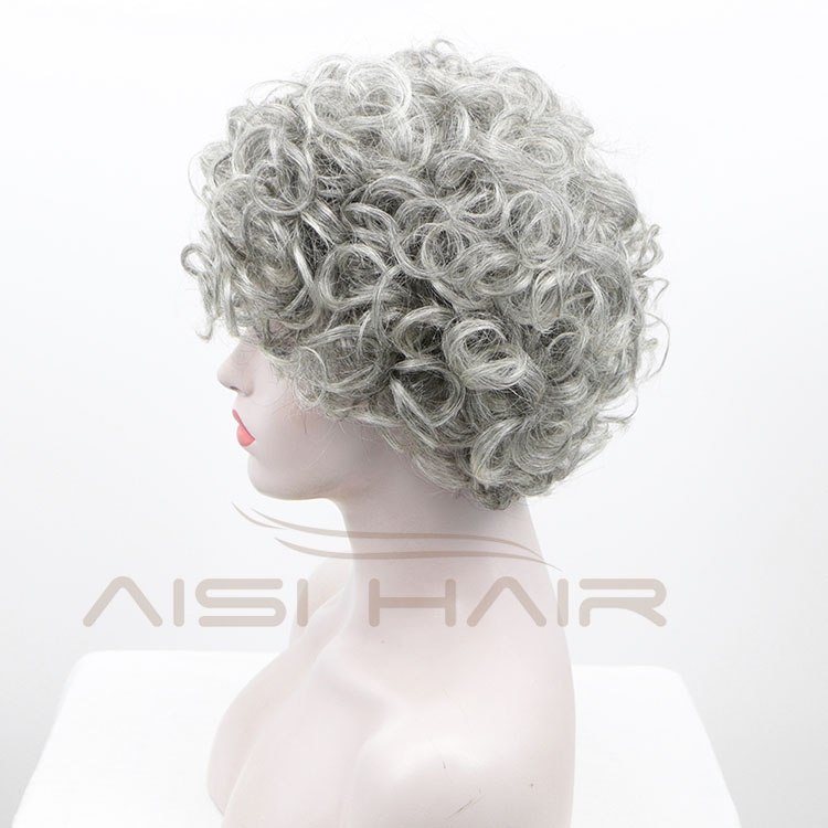 Aisi Hair Wholesale Wigs Grey Weaving Deep Curly Fluffy African 100% Human Hair Wig In Dubai