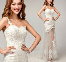 sexy lace tulle mermaid one shoulder wedding dresses