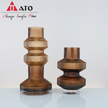 Modern table decoration brown glass flower vase set