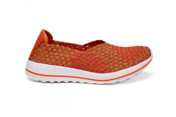 Golden Orange Color Soft Woven Fabric Upper Slip-ons