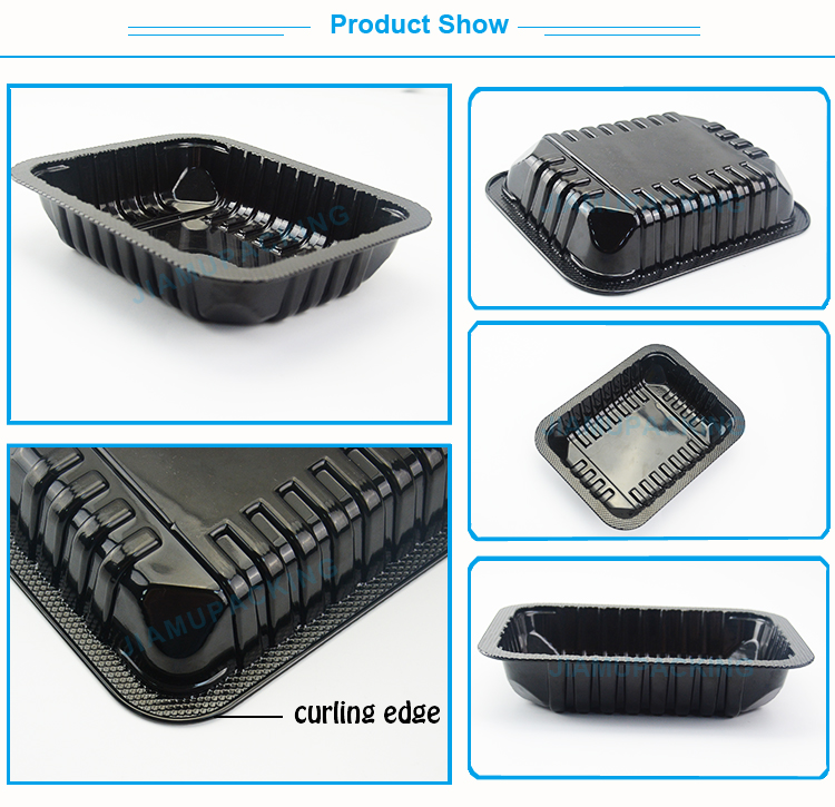 Custom black food grade tray, food plastic packaging blister tray