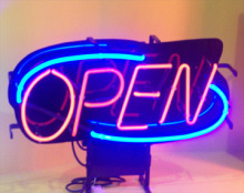 open neon sign