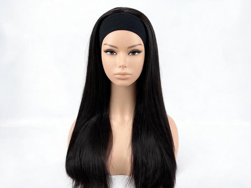 Natural Black Headband Wig Human Hair