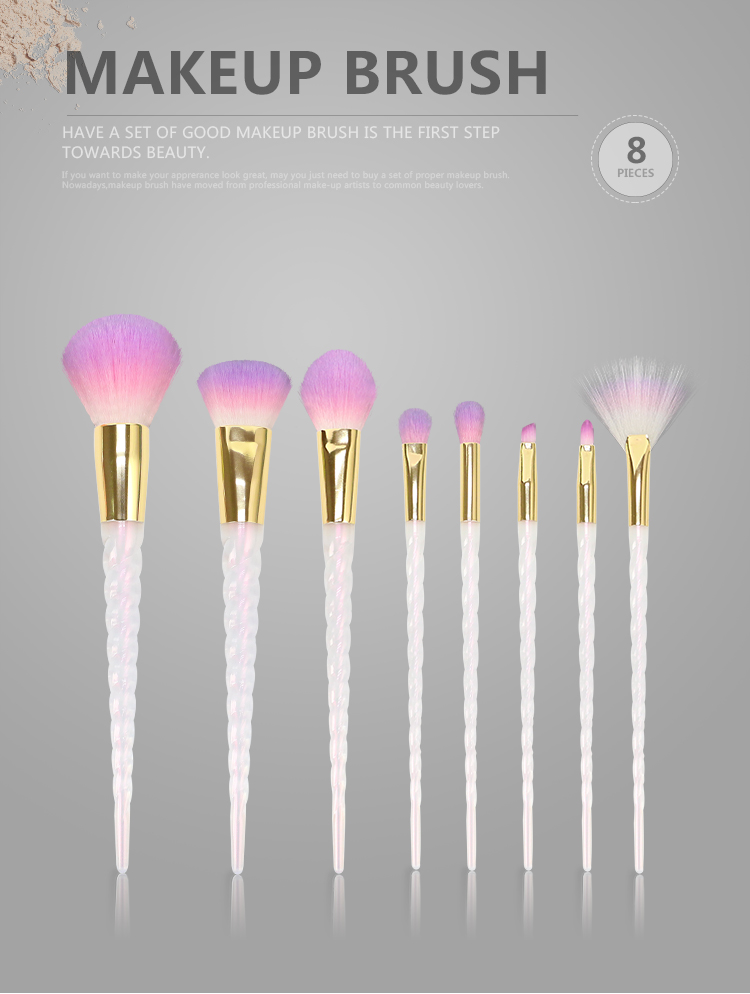 2021 New Arrival 8pcs Plastic Handle Makeup Brush Kit Custom Your Logo