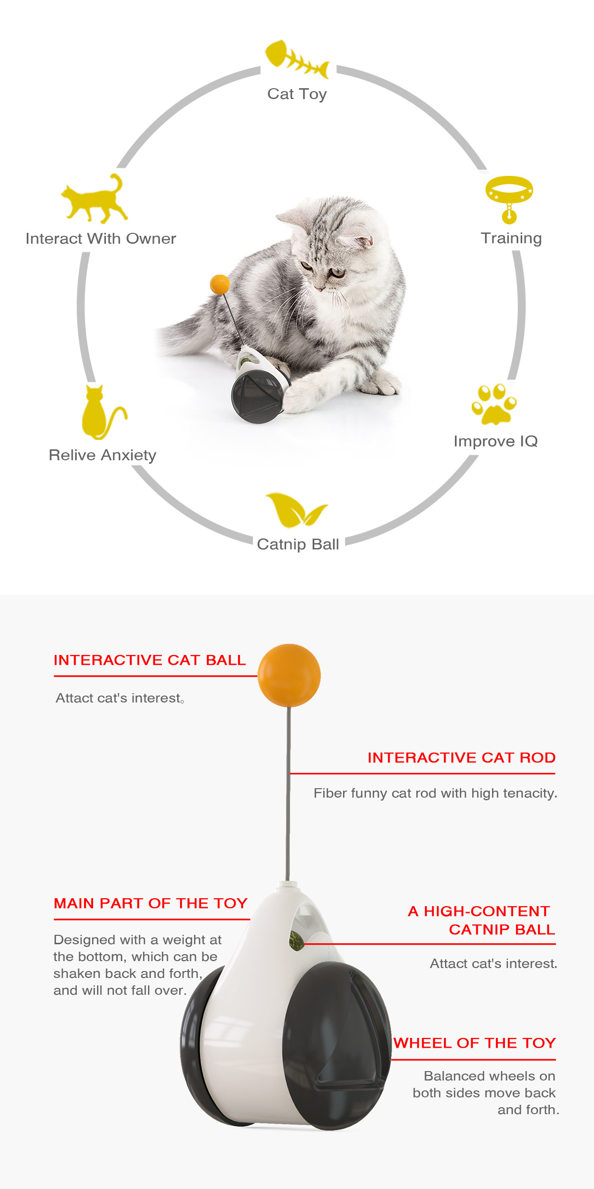 Amazon hot sale interactive tumbler balance car cat toy